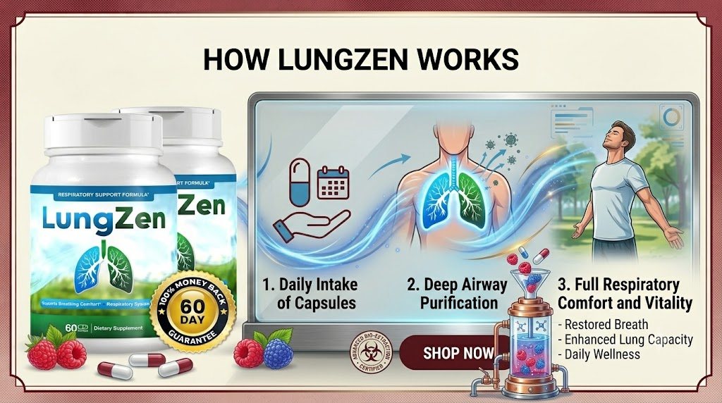 LungZen seller overview graphic of the daily capsule routine