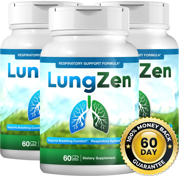 LungZen respiratory support capsules, three bottles